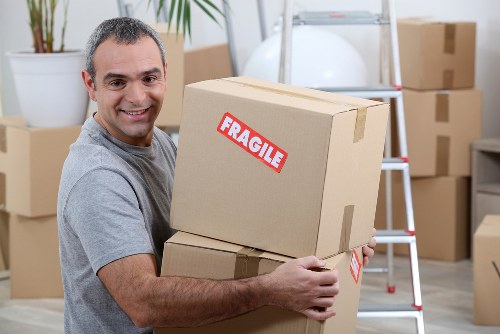 Packing and loading household items for a Clapton relocation