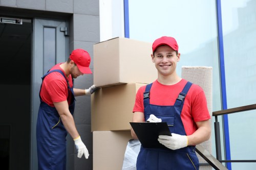 Commercial moving team planning a business relocation in Clapton