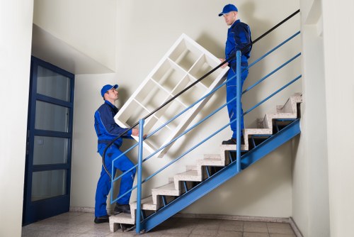 House removal team planning a move on a Clapton residential street