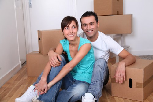 Business relocation items arranged for delivery at a new office