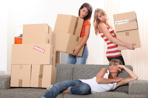 Boxes and furniture being loaded for a local move in East London